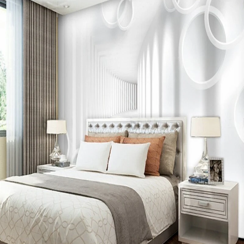 Modern white simple space TV luxurious home decoration bedroom sofa background wall