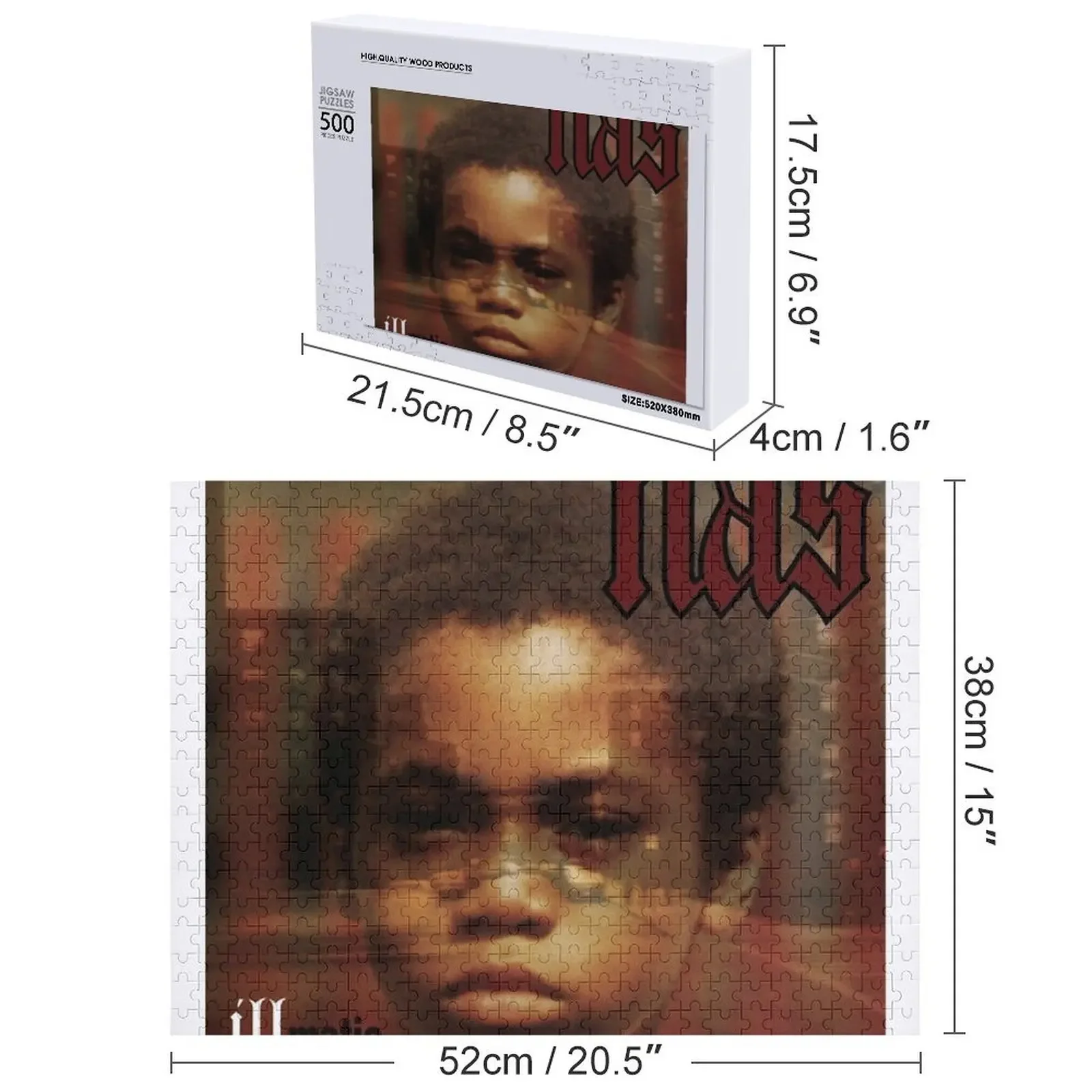 غلاف ألبوم Nas - Illmatic أحجية ، ألعاب عيد الميلاد ، اسم شخصي ، صورة خشبية