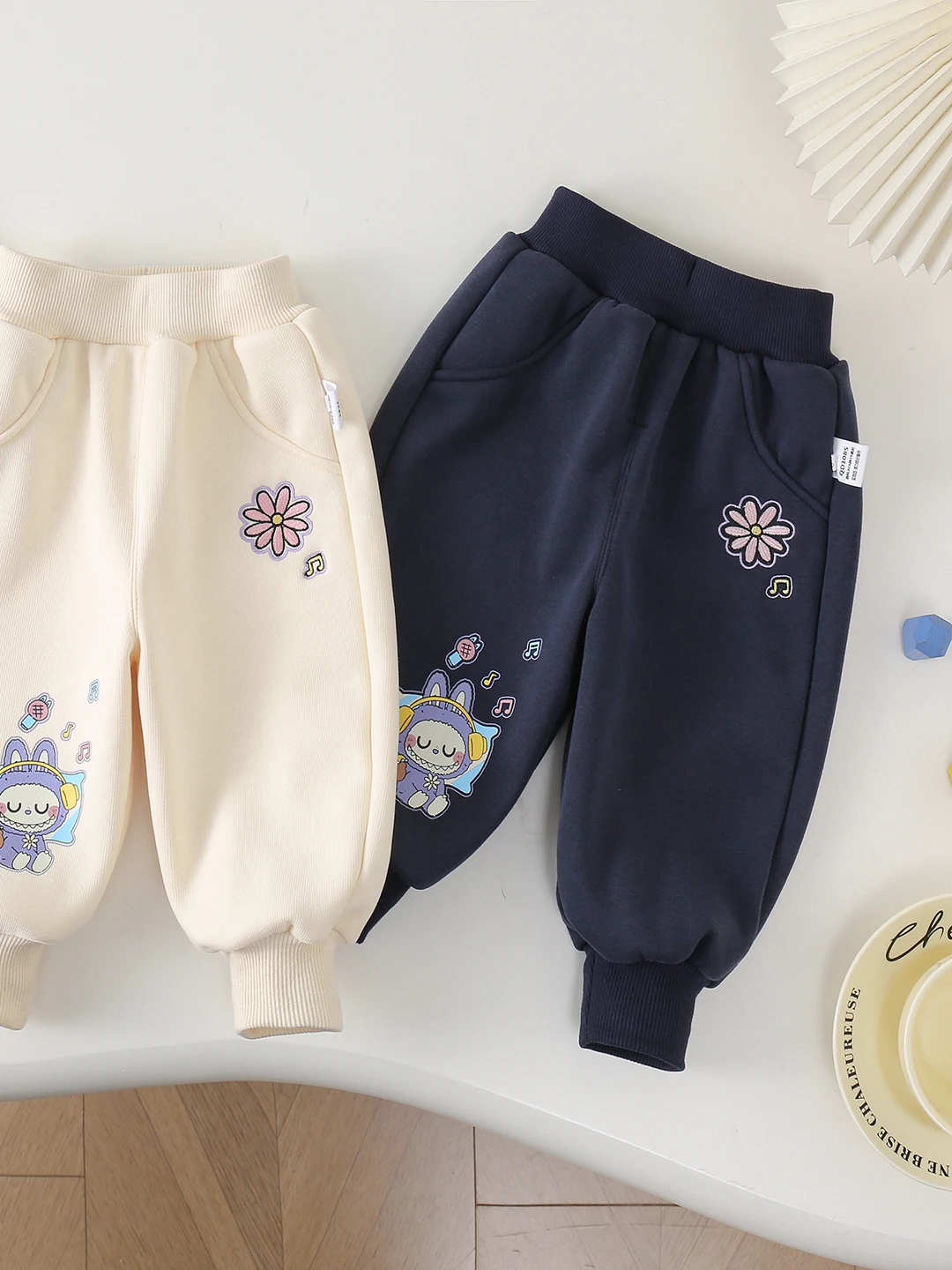 

Хлопковые брюки Thiened Fce для мальчиков и девочек, свободные зимние брюки с мультяшным принтом, длинные брюки с высокой талией, повседневная одежда