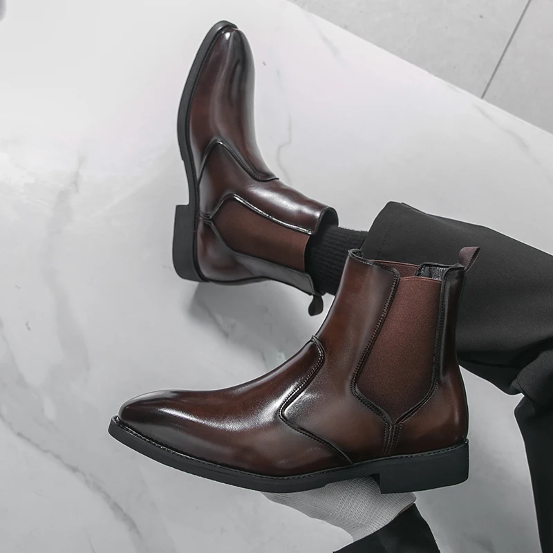 

Men's New high top leather shoes Gentleman retro elegant style Business Dress Party fashion hot selling plus size Versatile