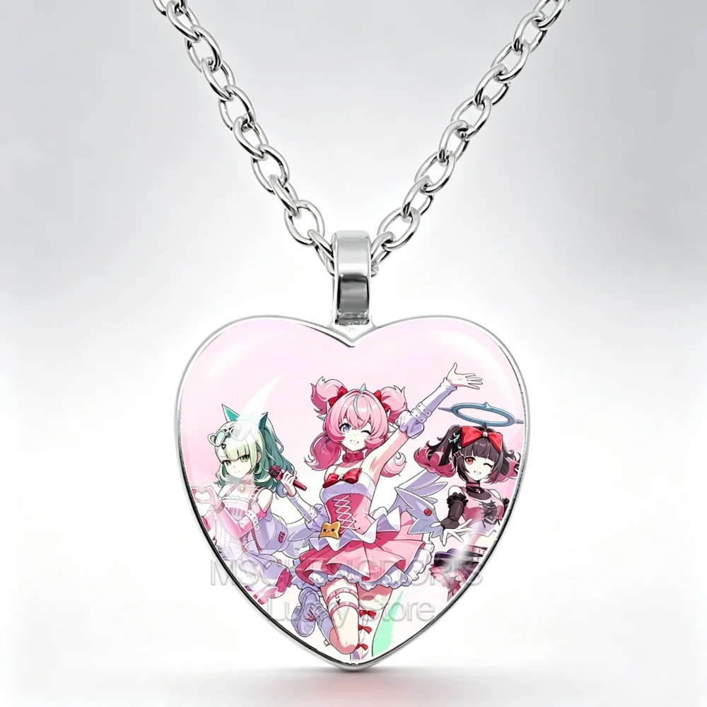 Zenless Zone Zero Angels Of Delusion Heart Necklace Sunna Aria Nangong Yu Glass Cabochon Pendant Necklace Cosplay Jewelry Gift