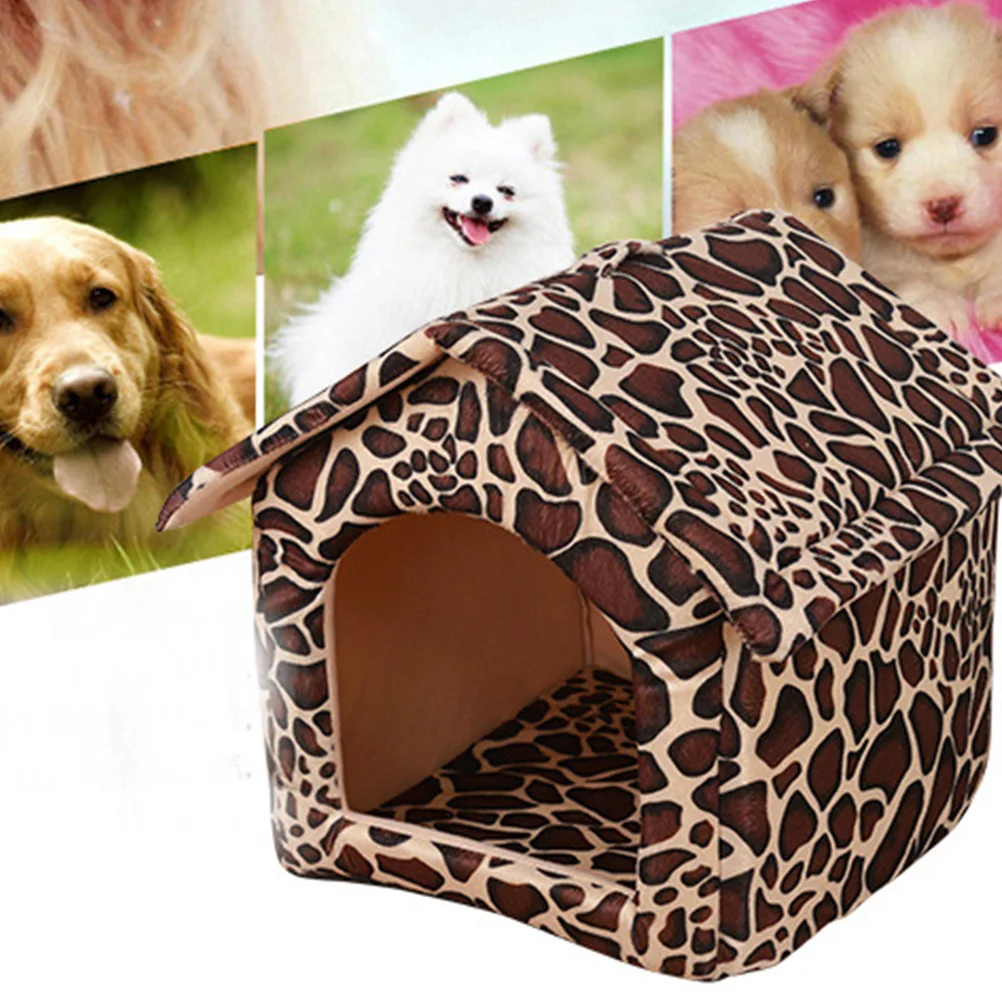 

Pet Bed Leopard Pattern Foldable Cat Puppy Sleeping Thickened Sponge Anti-Slip Bottom For Small Dogs Cats Pet Bed