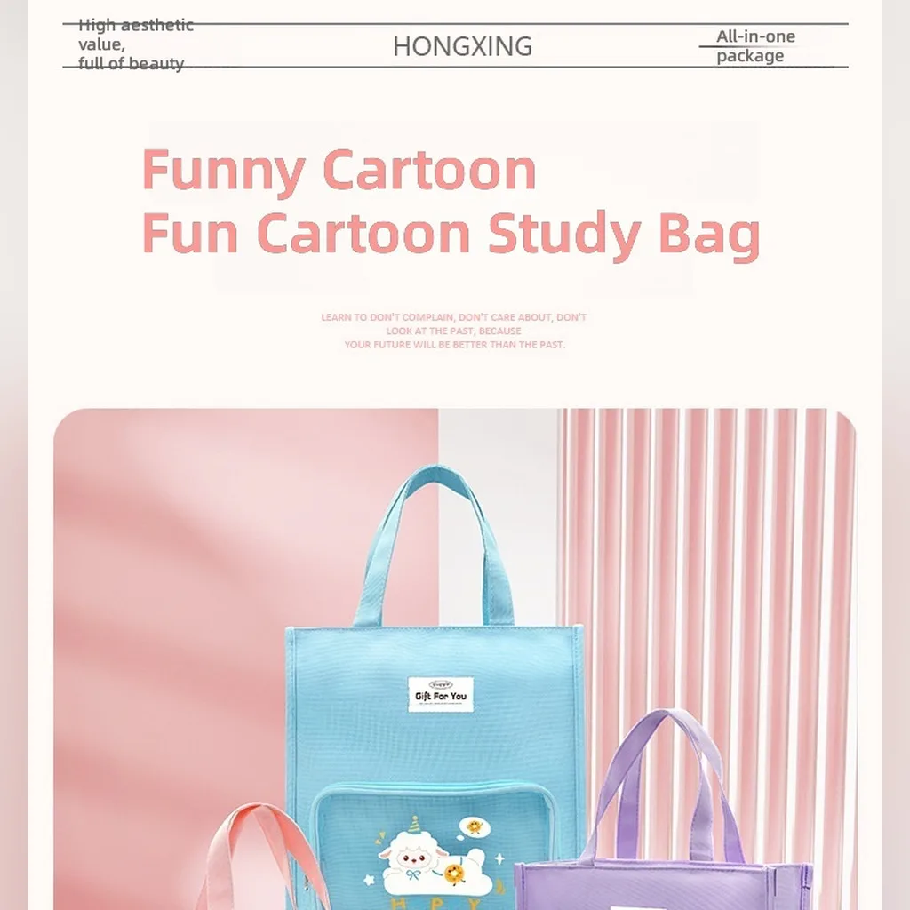 Large Capacity Student Tote Bag with Compartments, Waterproof Handbag File Organizer for School and Tutoring