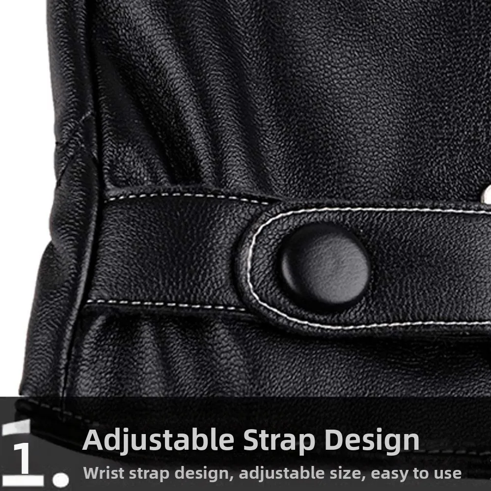 1 par macio plutônio anti-frio luvas à prova dwaterproof água tela de toque preto engrossado luvas cor sólida ajustável à prova de vento luvas inverno