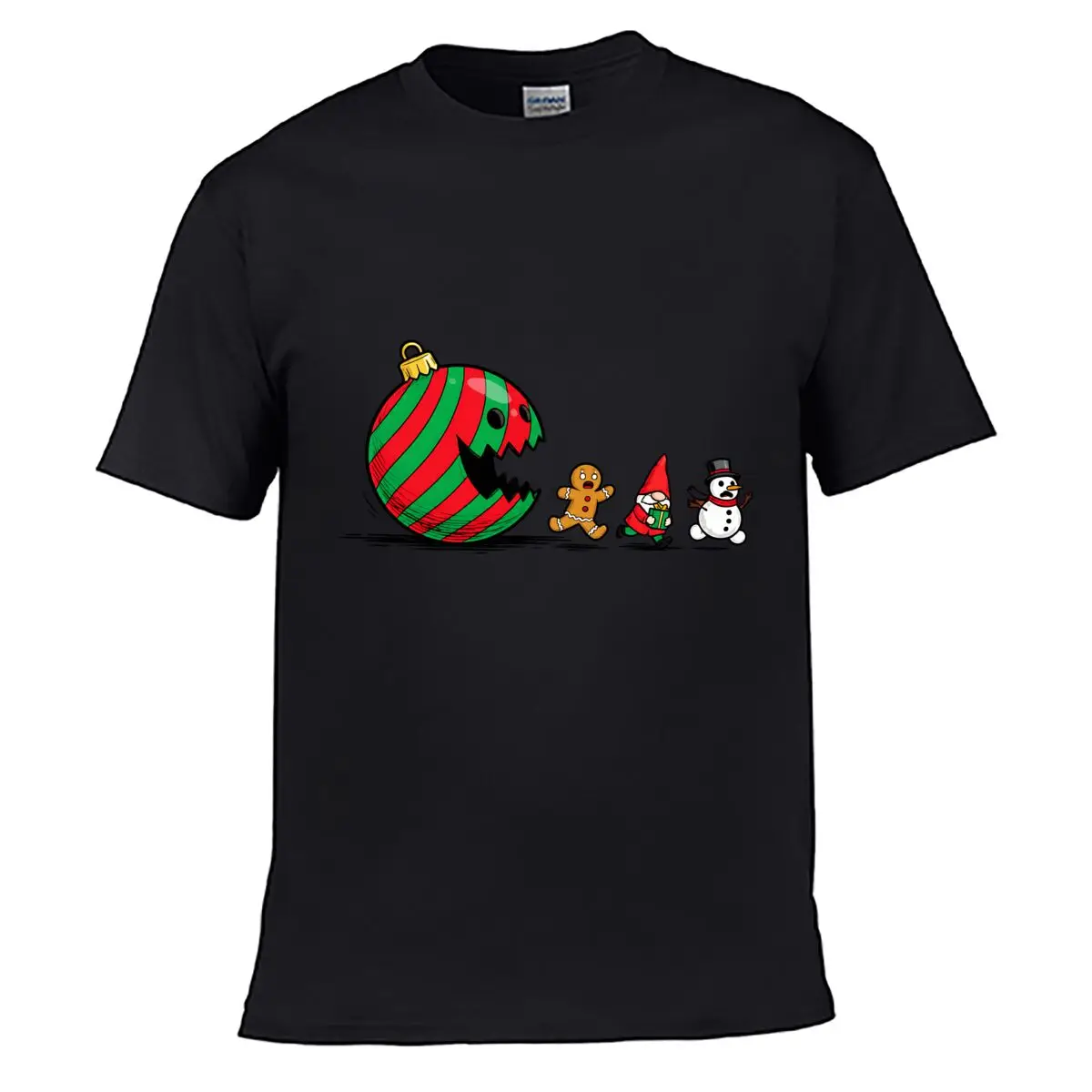 Christmas Ornament Ball Gingerbread Gnome Snowman Red Green Stripes Loose Casual T-shirt