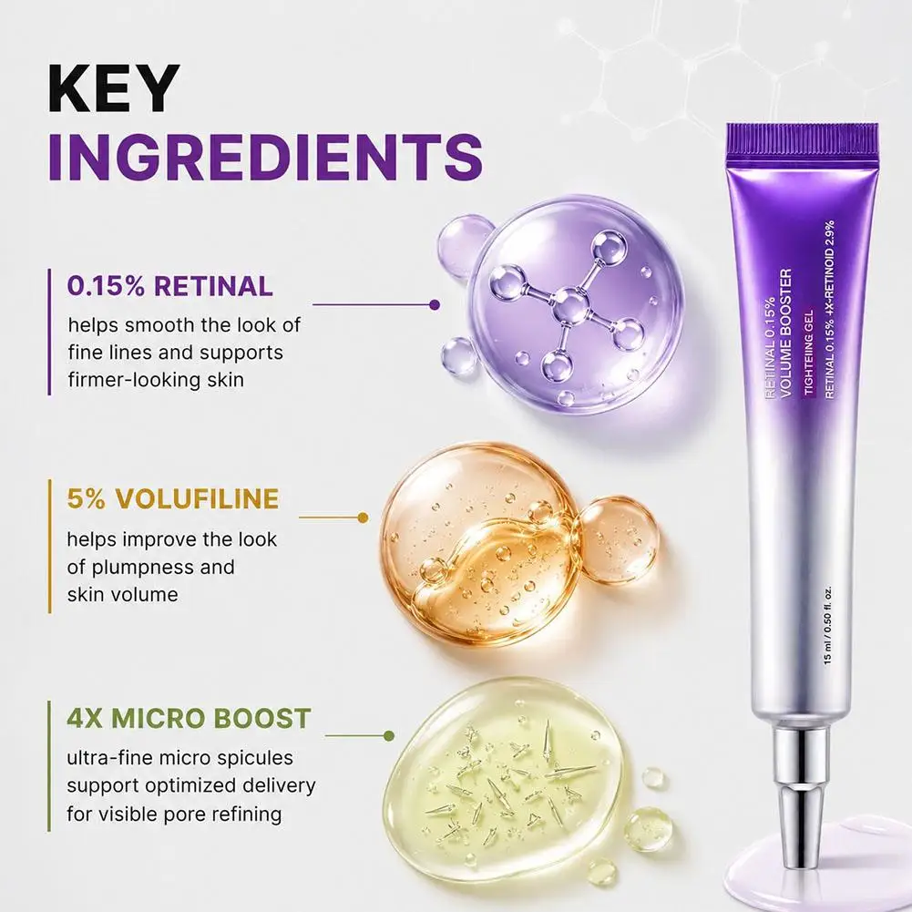 Retinal Volume Booster Tightening Gel 15ml 0.15% Retinal Anti‑Aging Serum Pore Refining Plumping Improve Fine Lines Skin Care