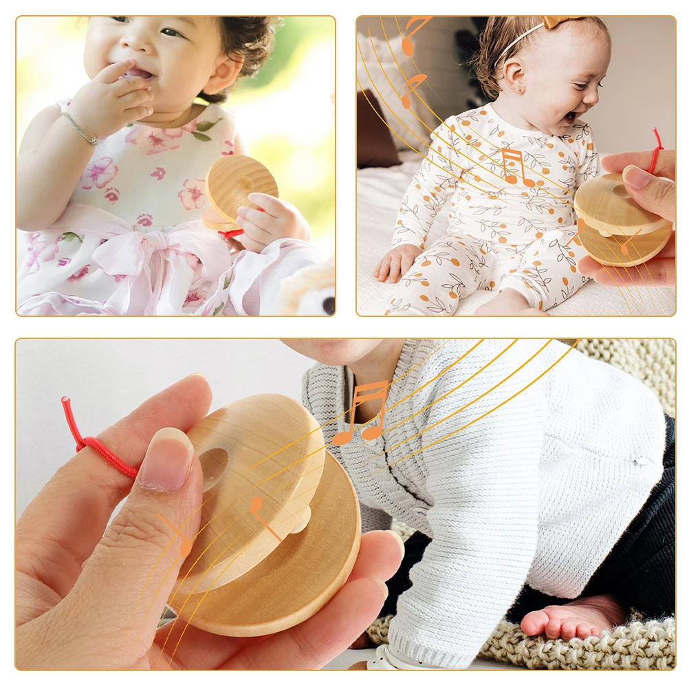 

6 Pcs Wooden Castanets Musical Instruments Percussion Aldult Diy Kids Lotus Tree Finger Infant