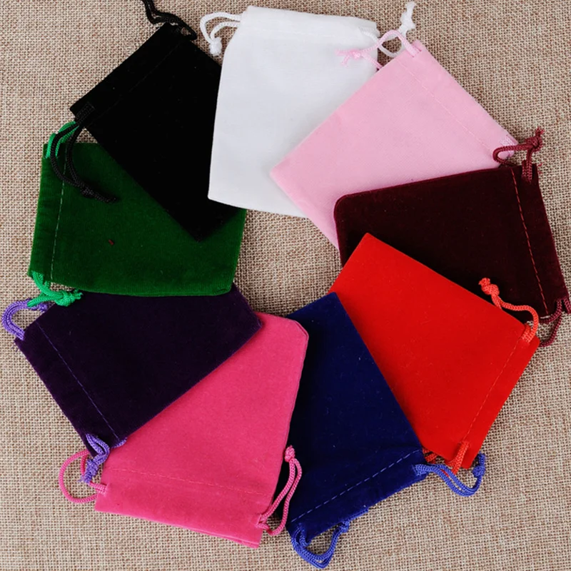 

50/100Pcs/Lot Soft Fabric Velvet Drawstring Gift Bags for Wedding Party Various Size Jewelry Package Elegant Pouches