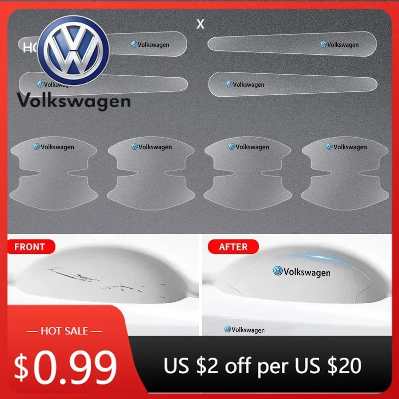 

For VOLKSWAGEN VW 8pcs Car Door Bowl Anti Scratch Sticker Auto Door Handle Protector Decals For Volkswagen VW Golf Polo Passat T