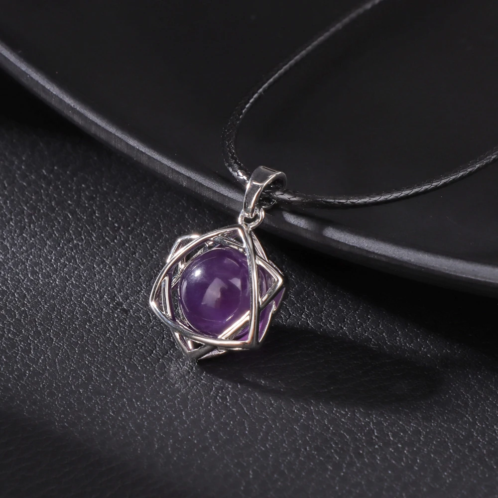 Hexagram Star Hollow Amethysts Necklaces For Women Men Natural Stone Rose Quartzs Green Aventurine Opal Necklace Choker Jewelry