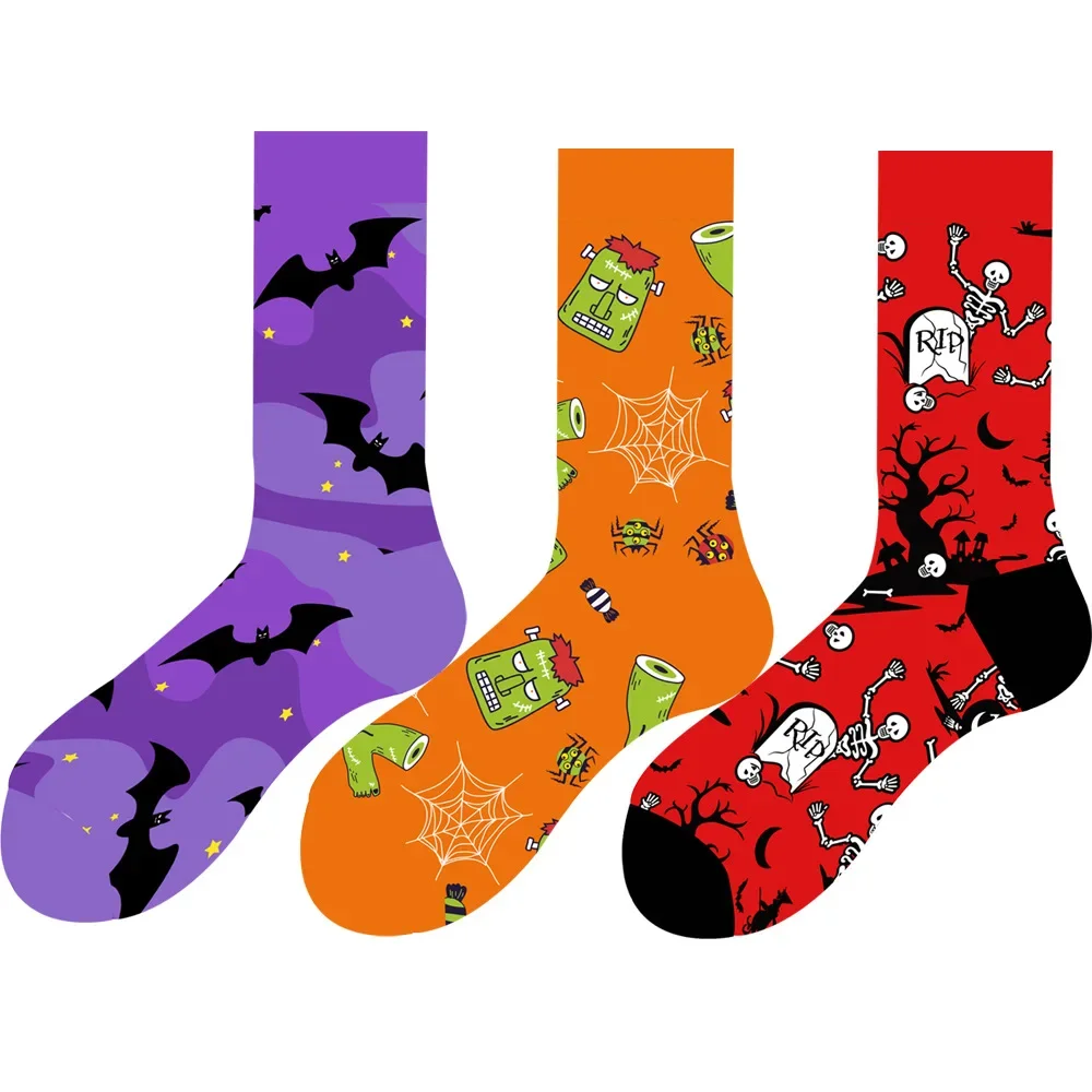 Calcetines Unisex con dibujos de calabaza y búho para hombre y mujer, medias creativas de algodón para fiesta de Halloween, regalos para parejas