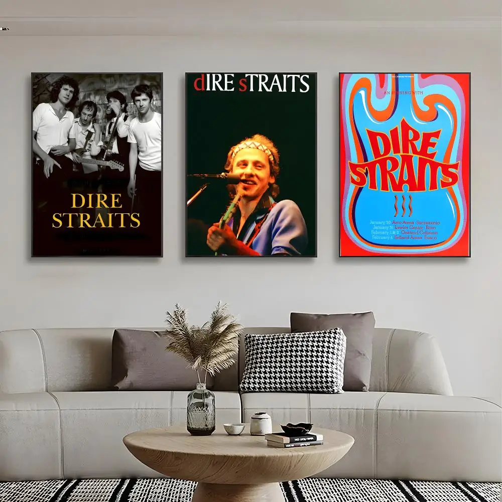 Classic D-Dire Straits Poster Retro Kraft Paper Sticker DIY Room Bar Cafe Aesthetic Art Wall
