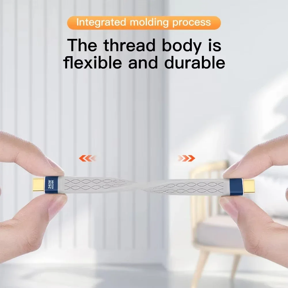 Kabel 240 W 40 Gbit/s USB C Schnellladegerät 8K Video für MacBook Air Pro Samsung Phone Data Sync PD Ladekabel