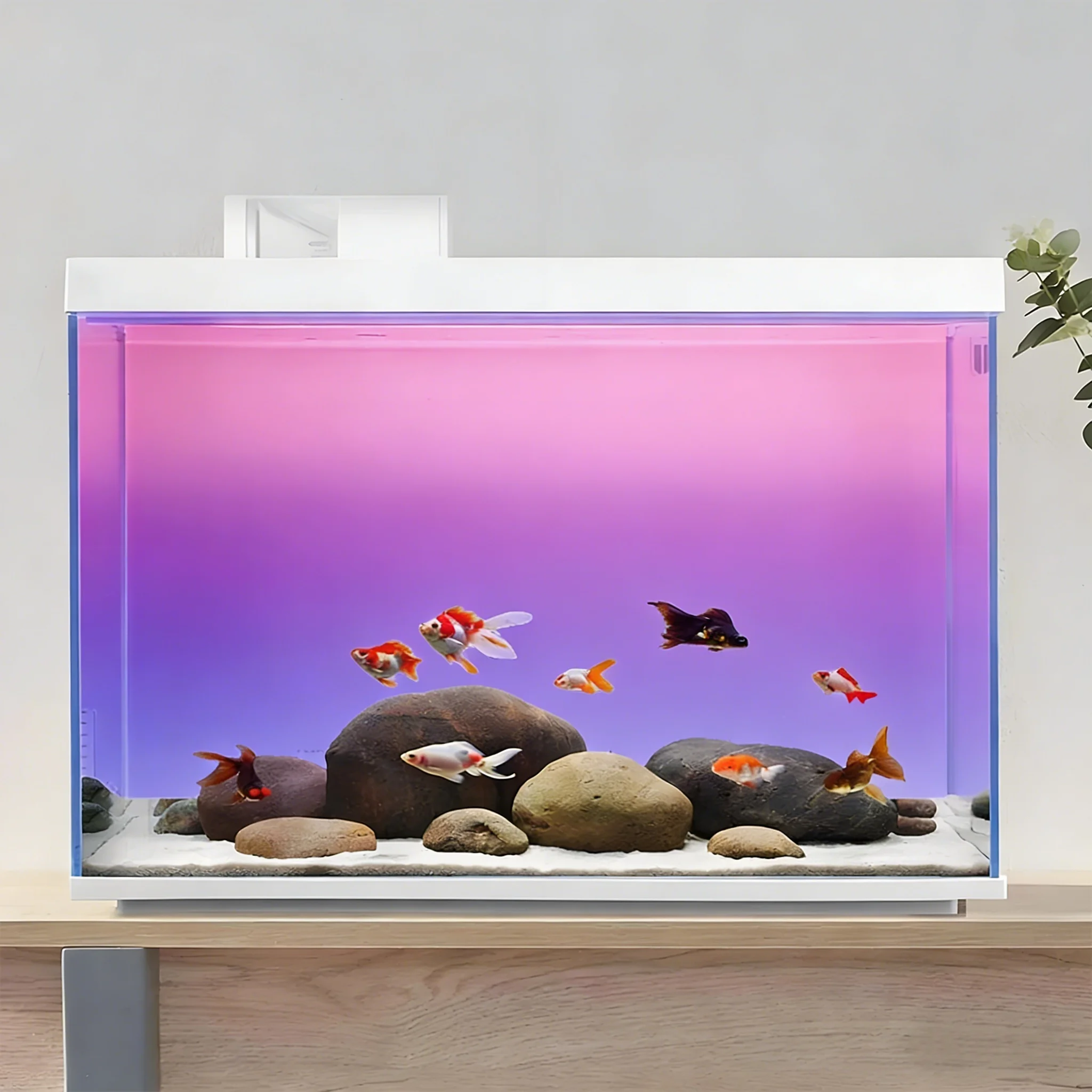 Pink Purple Gradient, Fish Tank Background Painting, Aquarium Painting Sticker, Front Self-Adhesive, Landscape Ornaments