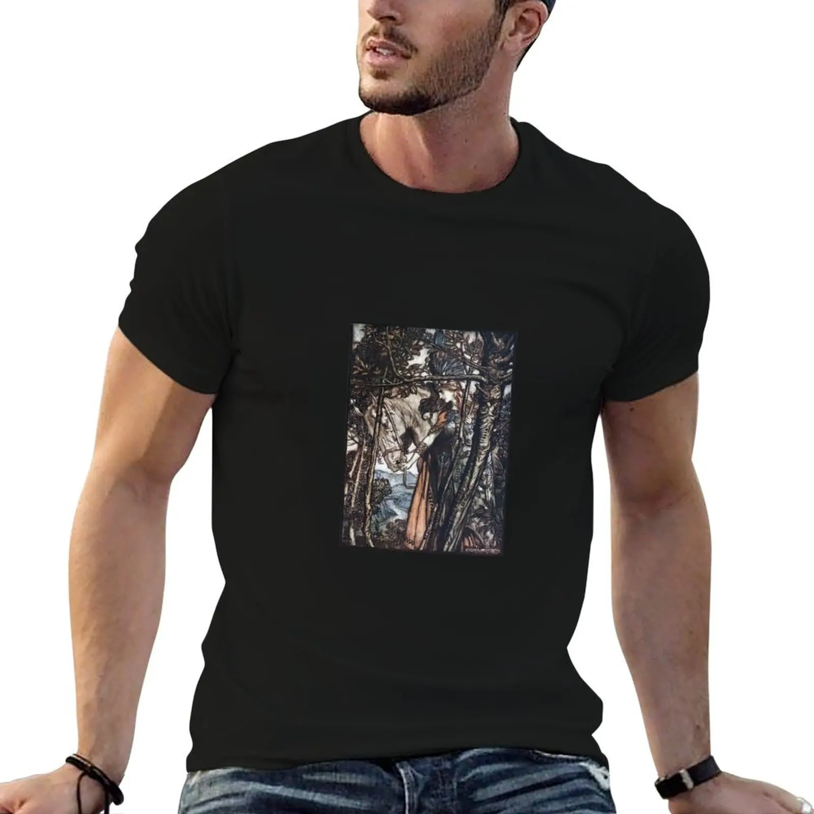 The Valkyrie - Brünnhilde with Her Horse (Rackham) T-Shirt Construction Work Tee Shirt