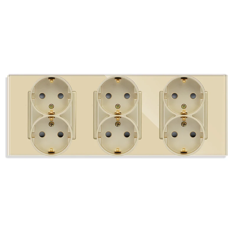 Bingoelec Gold Touch-schakelaar met stopcontacten met kristallen glazen paneellichtschakelaars en stopcontacten Home Improvement