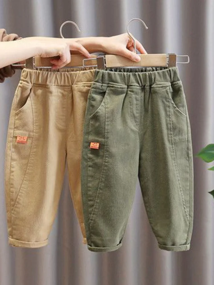 

Spring Autumn Casual Children's Pants for Boys Trendy Long Trousers for Middle Small Children Versatile Spring Fashion Set