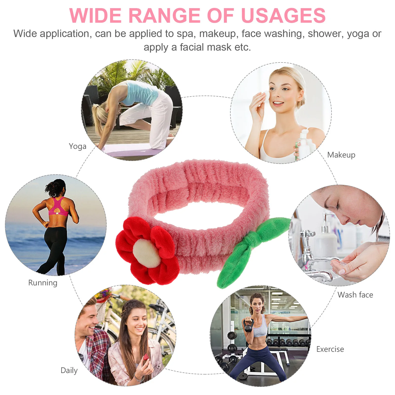 

1pcs Flower For Make Up Headband Women Makeup Spa Washing Hair Band Soft Elastic Premium Fabric Headbands