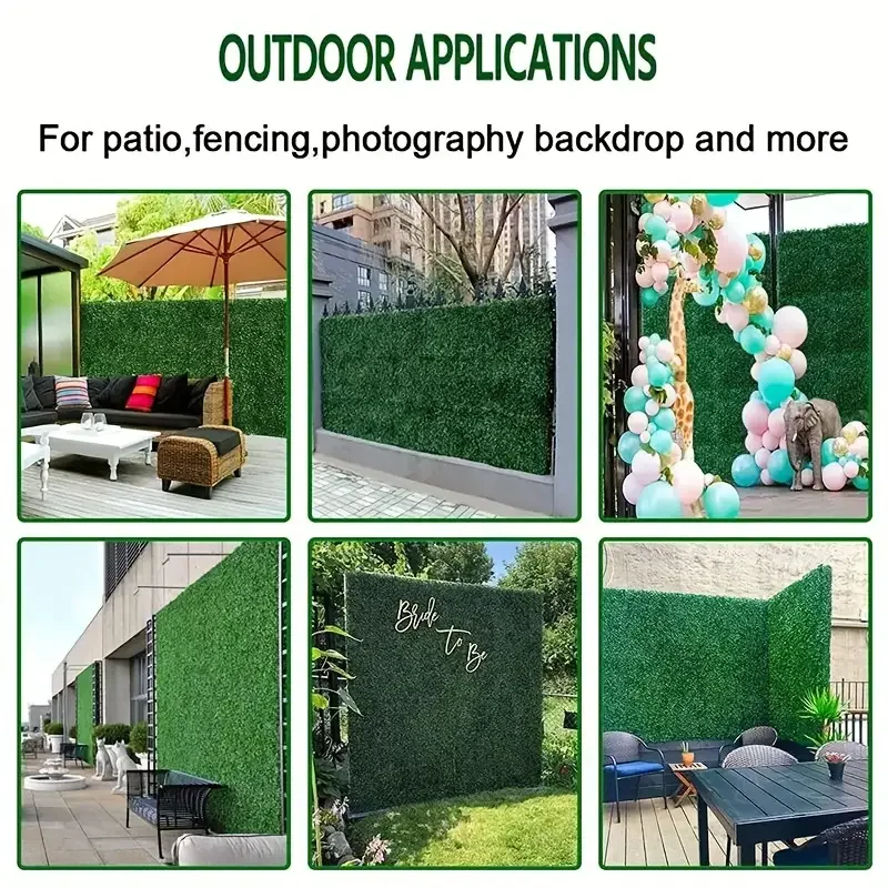 Painel de parede de plantas artificiais, plantas verdes falsas, decoração de jardim, privacidade do quintal, hedge protegido UV, 0,375-11,5 m², 6 pcs, 10 pcs, 20 pcs, 30 pcs, 40 pcs, 48 PCes