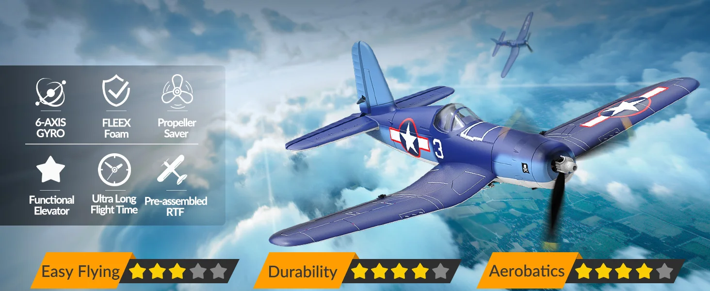 Volantex New Spitfire RC Plane EPP 400mm Wingspan RC Fighter One Key Aerobatic 2.4G 4CH RTF RC Plane