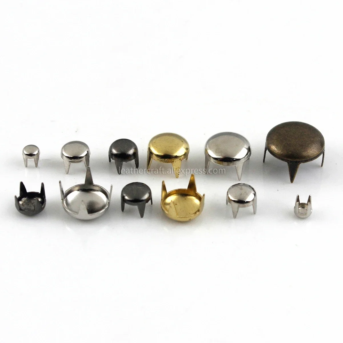 100sets 7-16mm Metal Round Cap Claw Rivets Studs Leather Craft Bag Belt Garment Shoes Collar Decor Accessories