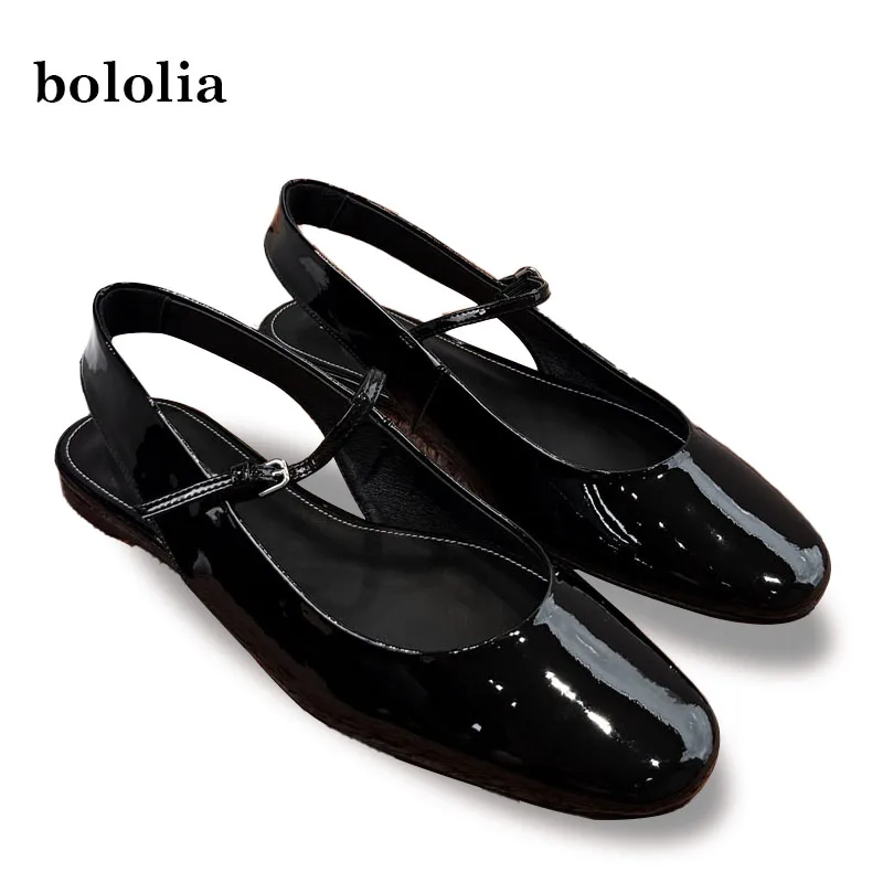 

High Quality Women Sandals Round Toe Genuine Leather Buckle Strap Women Shoes Concise Flats Fashion Ballets Sandals