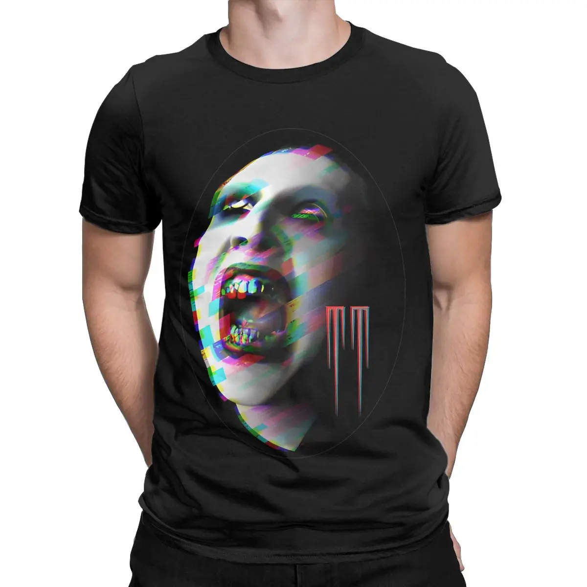 Marilyn Manson Glitch Fan Gift Music Outfits T-Shirt for Men Women Funny Cotton New Arrival Tees