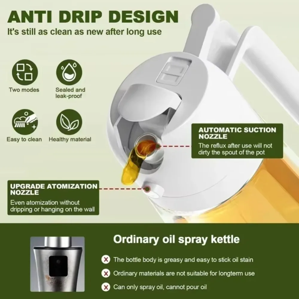 2in1 470ml Plastic Spray Oil Sprayer Bottle Spray Oil Dispenser Oil Jar Cruet BBQ Kitchen Baking Roasting Picnic Kitchen Tool view 4