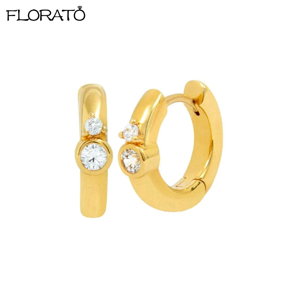 925 Sterling Silver Needle Minimalist Crystal Zirconia Hoop Earrings for Women Small Huggie Cartilage Earring Piercing Jewelry