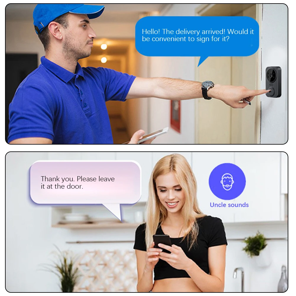 WiFi Smart Video Doorbell Wireless Night-Vision IR Alarm Video Intercom Camera Doorbell Voice Intercom Remote Monitoring Bell