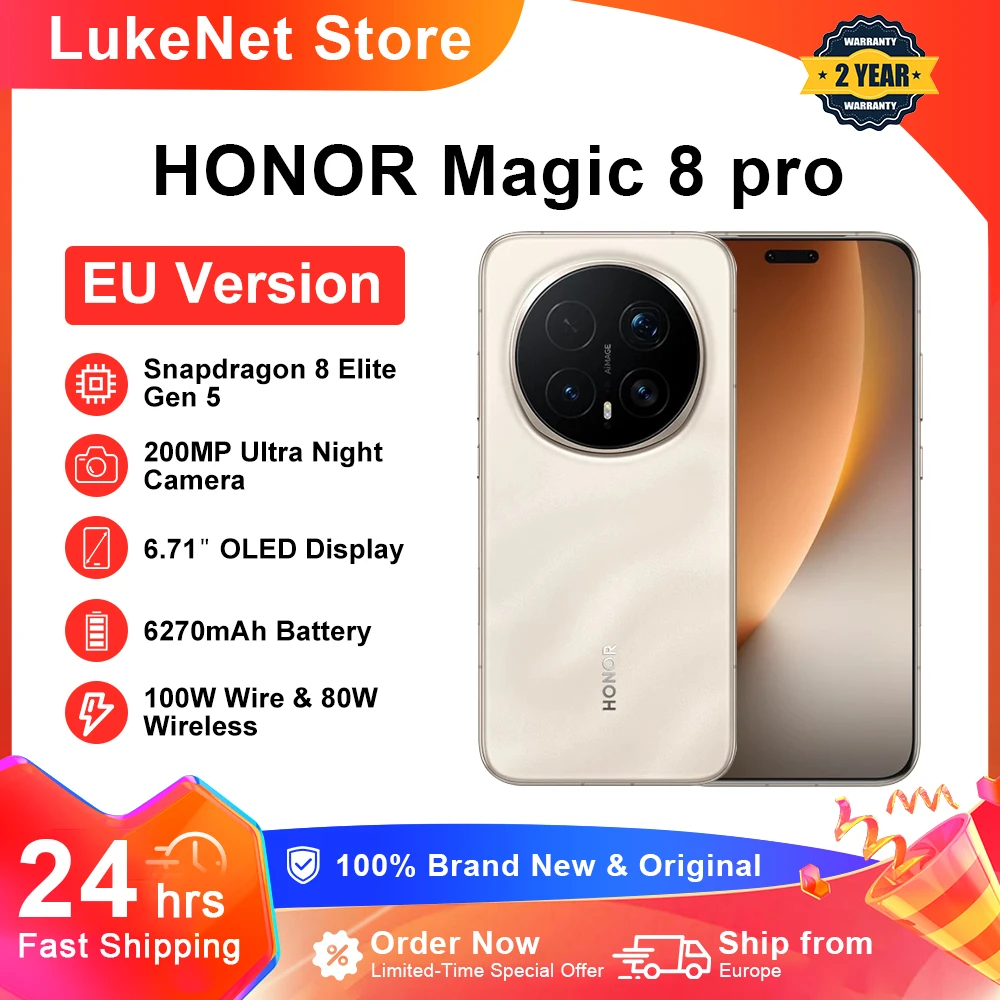 HONOR Magic 8 Pro 5G Versión EU, Teléfono Inteligente Snapdragon 8 Elite Gen 5, 200MP AIMAGE, 6270mAh, 100W, 6.71''… — oferta en AliExpress