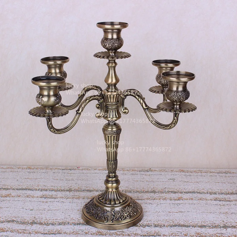 Three Heads and Five Heads Romantic Ornament Wax Table Classical American Candlelight Dinner Table Wedding Metal Candle Holder