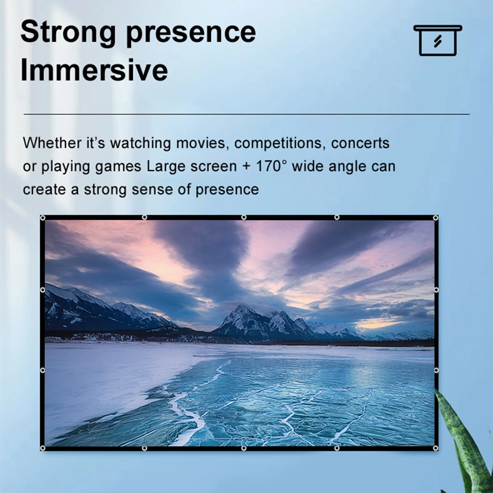 شاشة عرض 150 بوصة 16:9 HD 4K قابلة للطي محمولة مزدوجة الجوانب ستارة شاشة فيلم مضادة للتجاعيد مع خطافات