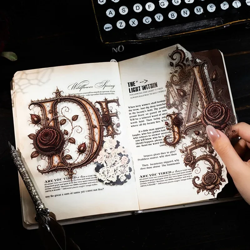 36pcs Dark Symbols Series Text PET Sticker Pack 6 Styles Vintage Gothic Journal Supplies Stickers DIY Kawaii Stickers
