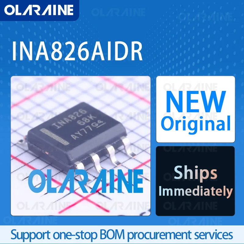 5/10/100Pcs INA826AIDR SOIC-8 original ic chip Instrumentation amplifiers RoHS 1 Channel SR - 1 V/us Ib -65 nA Vos -150 uV