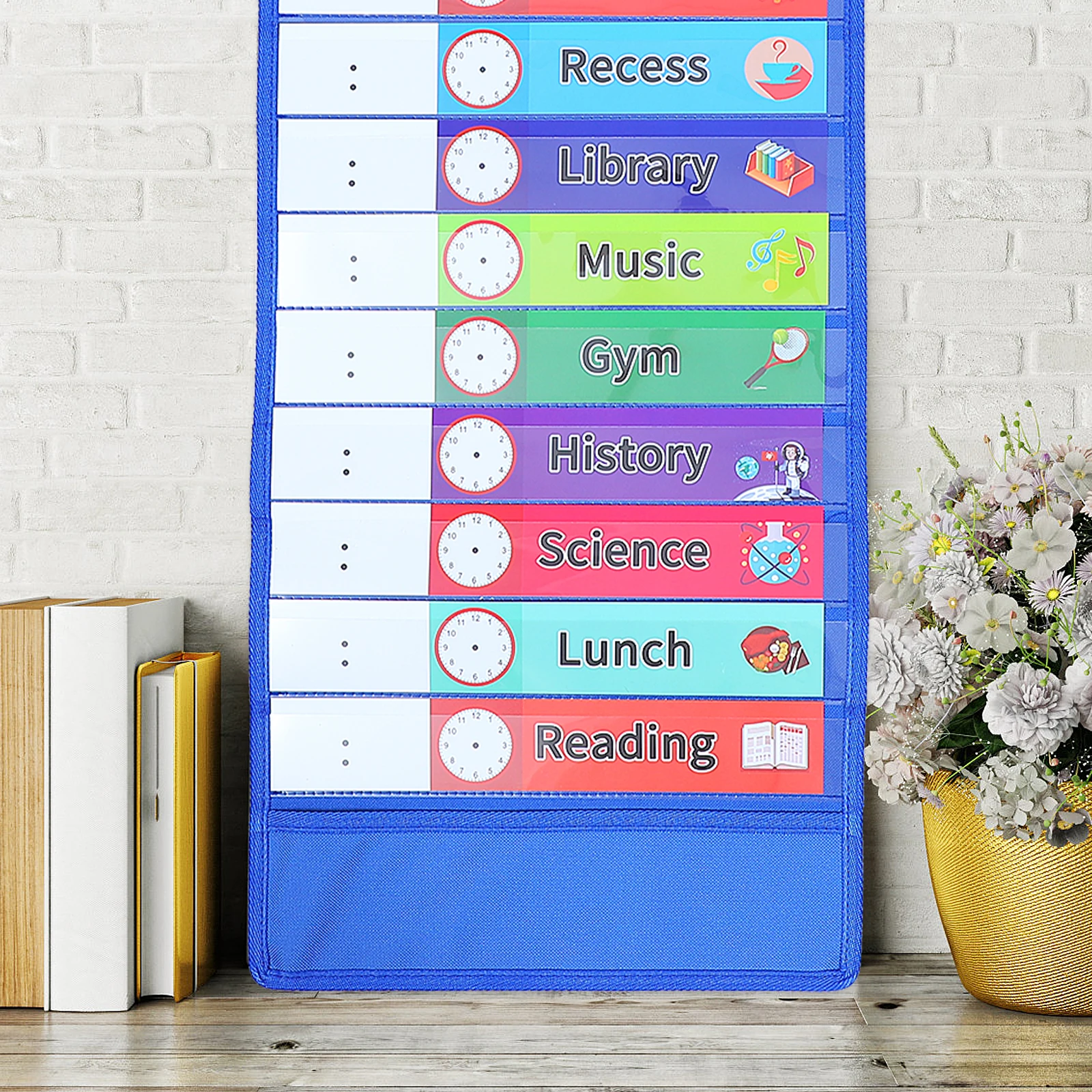 

14 Cells PET Planner Calendar Hanging Bag Decorative Memo Note Storage Pouch Wall Mount Schedule Daily