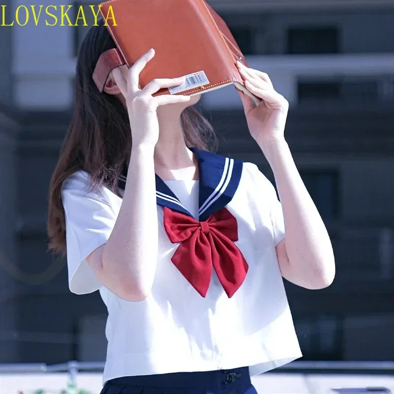 Japanese school uniform set Sailor JK basic cartoon girl navy sailor uniform black set navy clothing women's girl clothing
