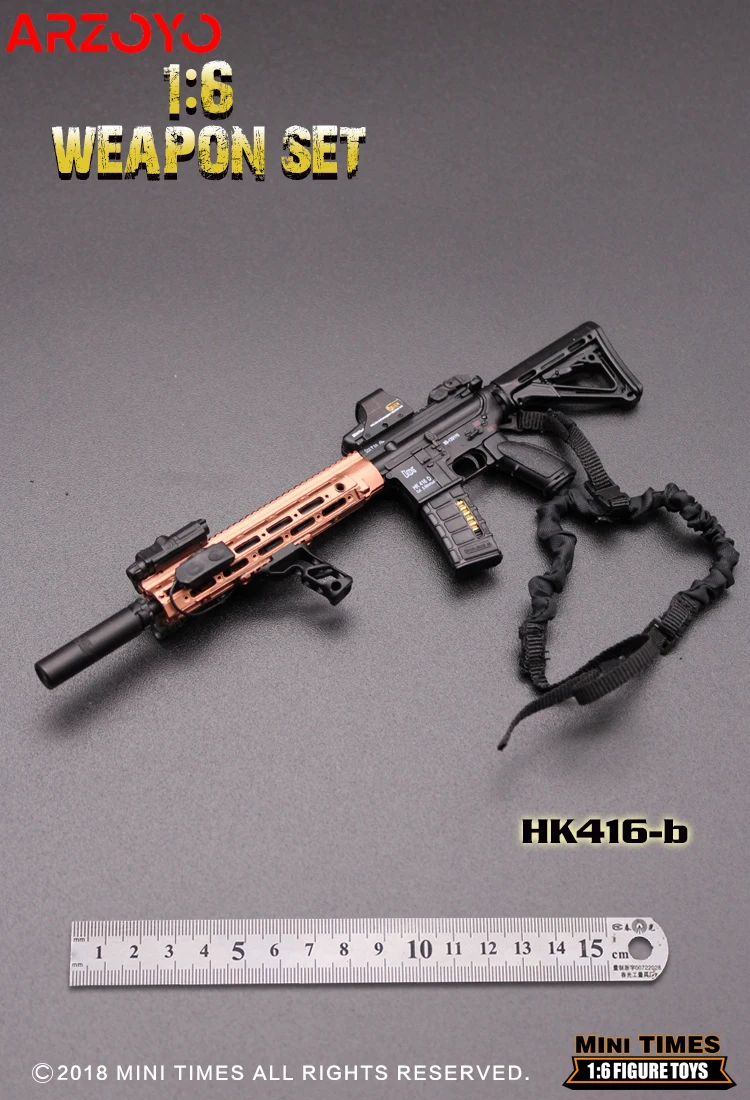 Minitimes ミニ HK416 1/6 スケール兵士ミニガンプラスチック軍事武器