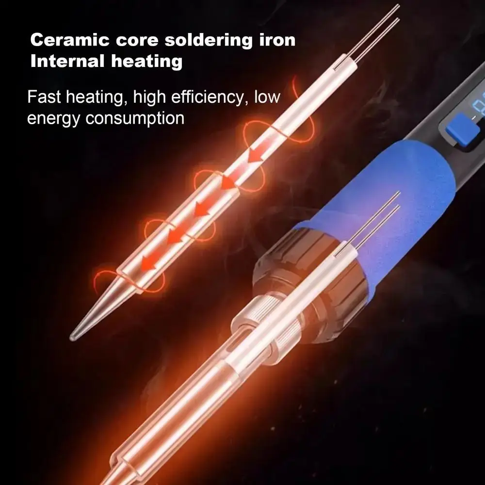 

Комплект паяльника 90 Вт, ЖК-цифровая сварочная нагревательная ручка с регулируемой температурой и нагревательками для паяльника, быстрый нагрев