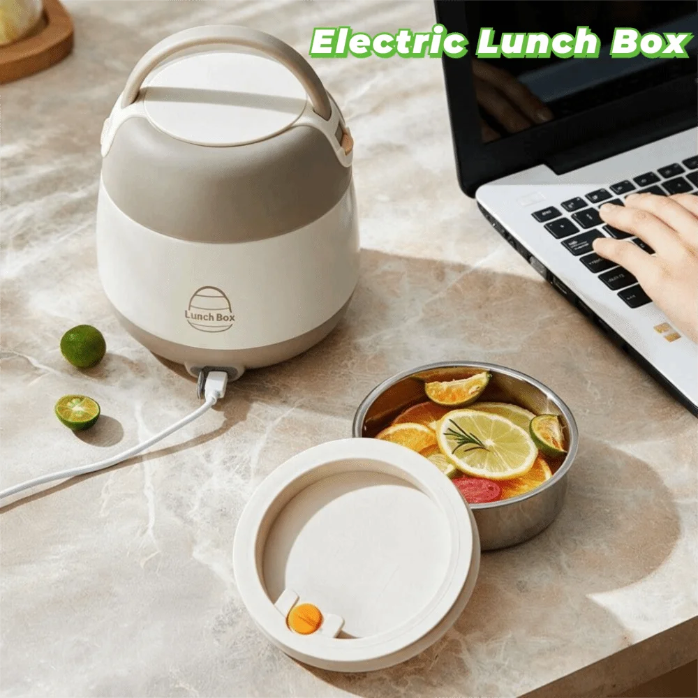 304 Stainless Steel Electric Lunch Box with Individual Meal Grid Double-Layer Insulated Soup Pot Rust-proof No-Water-Filling