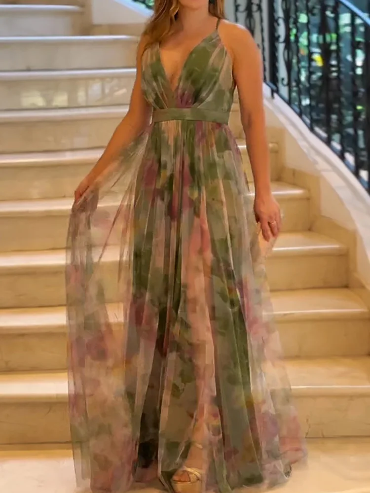 Damska letnia sukienka z nadrukiem Femme Patchwork bez rękawów Slim Fit sukienka sznurowanie Backless Hollow Out sukienki klubowe Vestidos