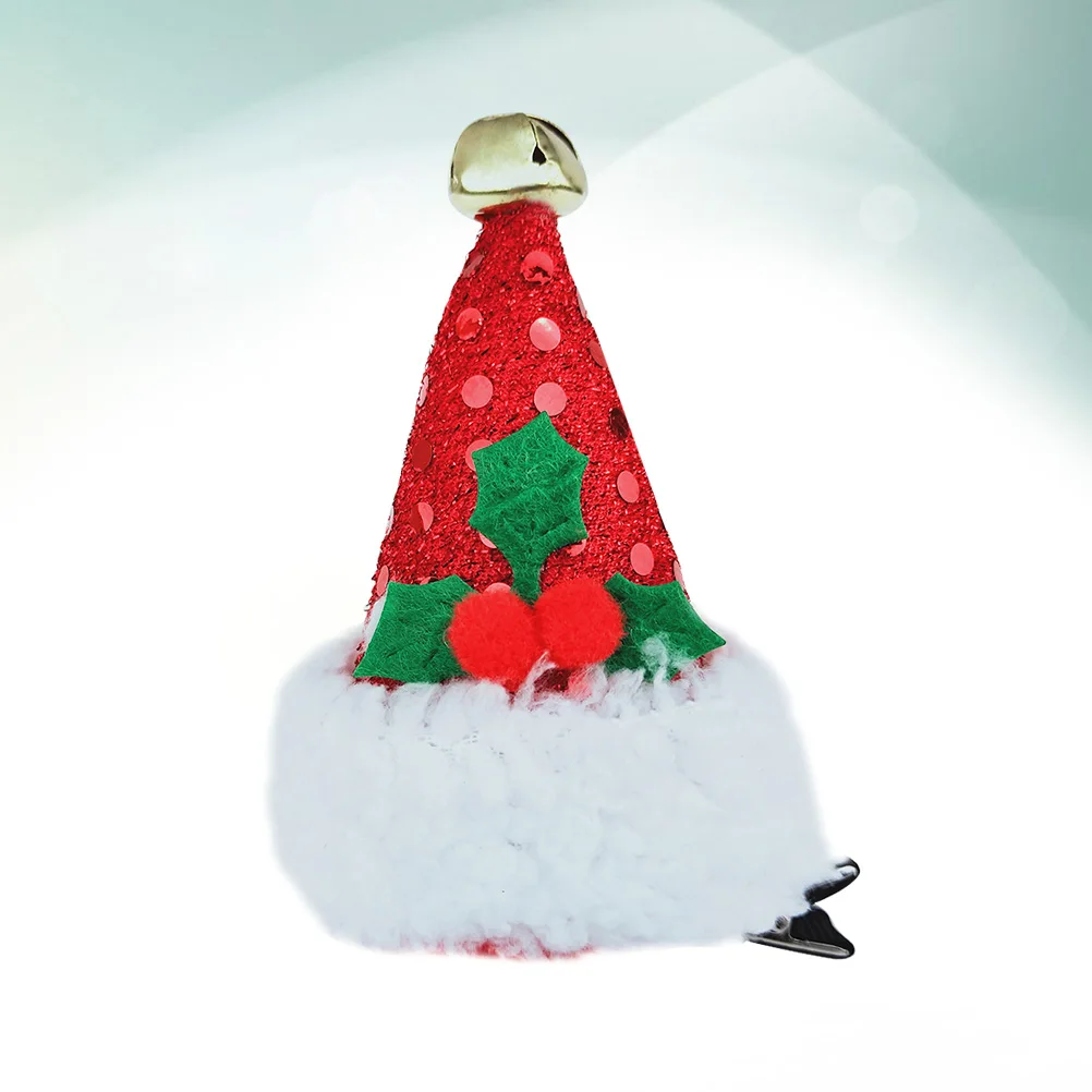 عيد الميلاد سانتا قبعة مقاطع الشعر لامعة الترتر المشابك للأطفال عطلة حزب إكسسوارات الشعر ديكور احتفالي أحمر