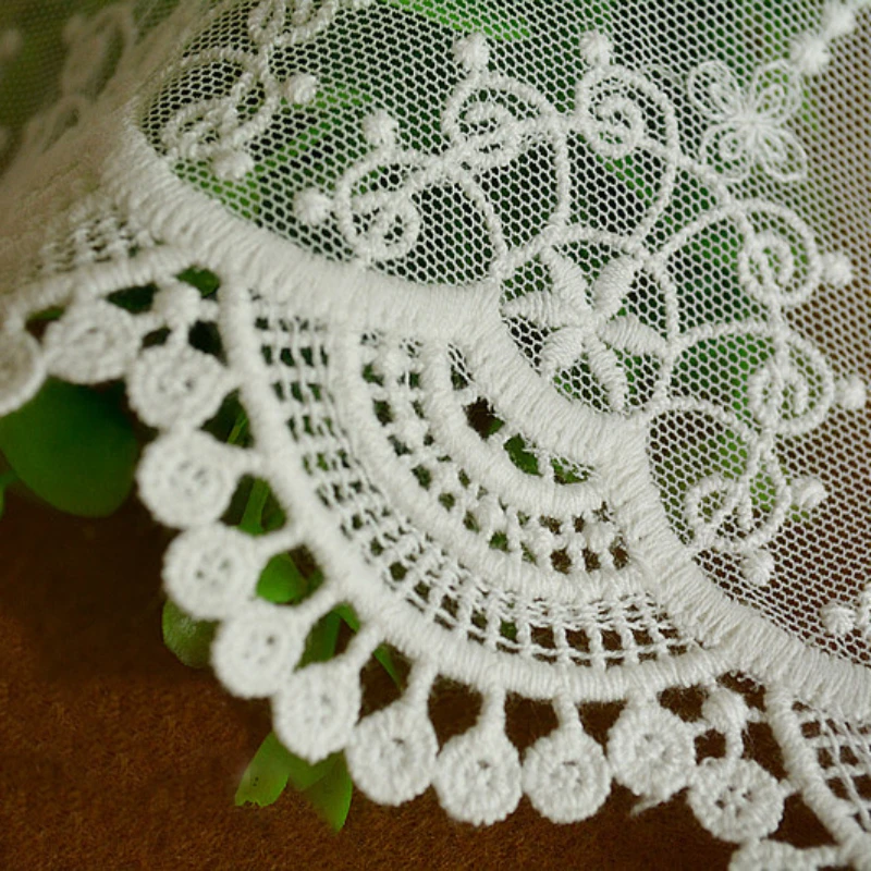 Beautiful Cotton Mesh Lace Fabric, Embroidered Lace Trim, Black, Off-White, Width 12cm, 5Yds per Lot