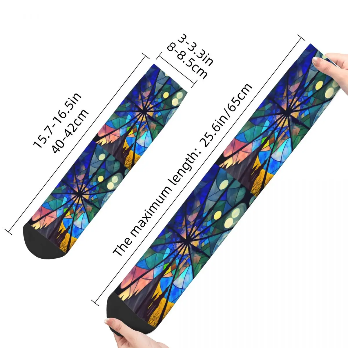 Funny Crazy Sock for Men Starry Night Window Hip Hop Wednesday TV Series Quality Pattern Printed Crew Sock Seamless Gift