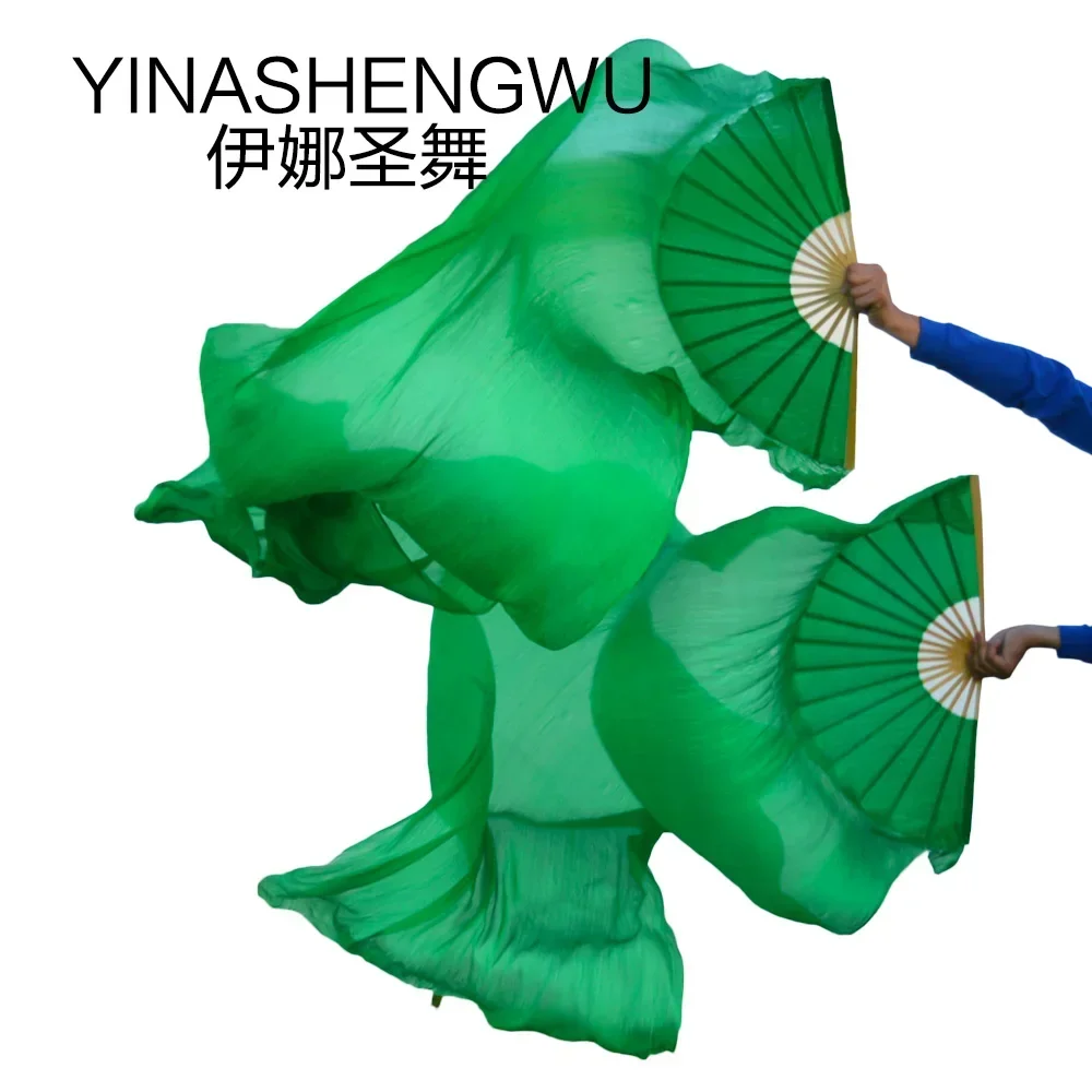 1 Pair Stage Performance 100% Silk Belly Dance Fans Dance Accessories Belly Dancing Silk Fans Solid Color Fans Can Be Customized