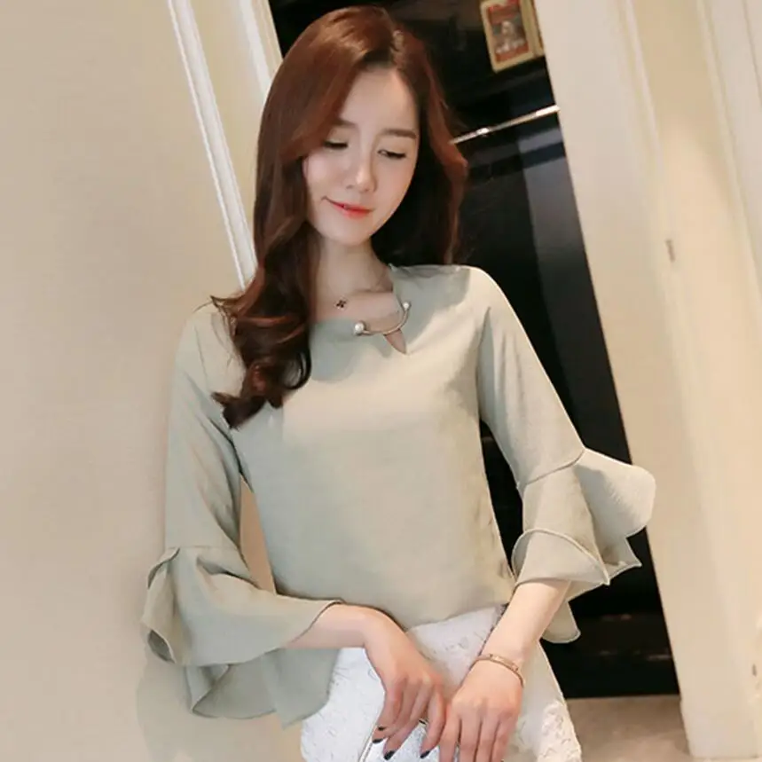 Summer New Arrival Female Half Sleeve Blouse Women Shirt Chiffon Blouses Ruffle Tops