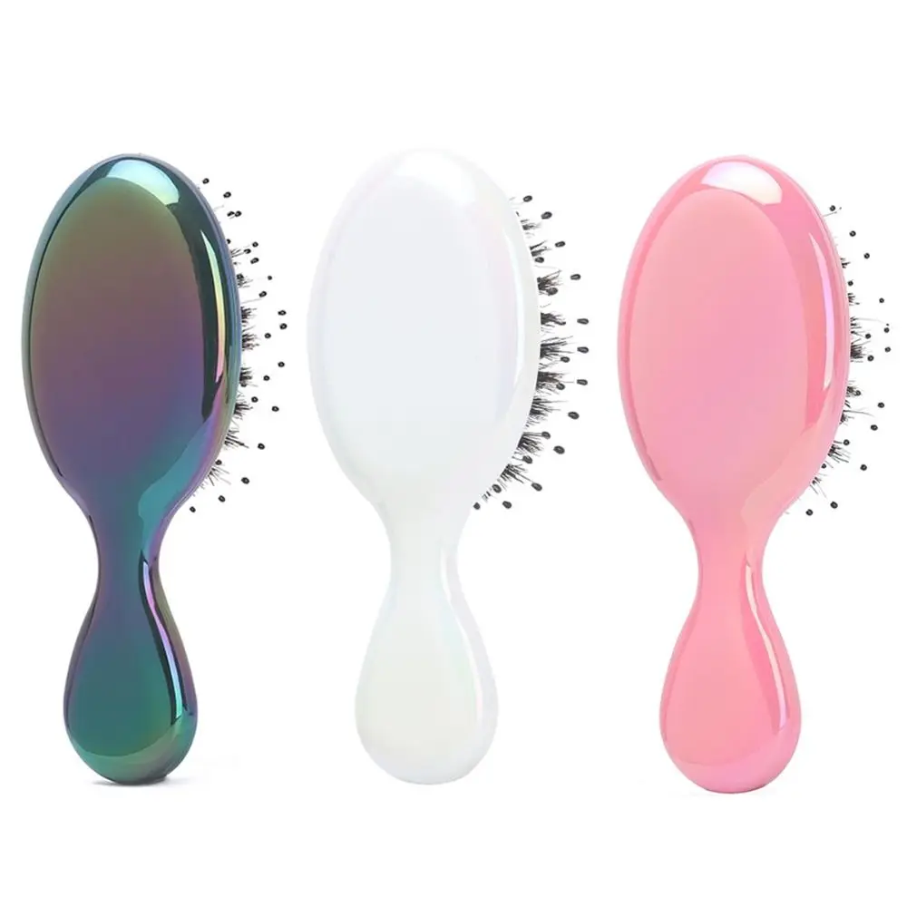 

Pig Bristle Paddle Brush Portable Lightwear Mini Wet Brush Glossy Pocket Massage Comb Holiday Vocation