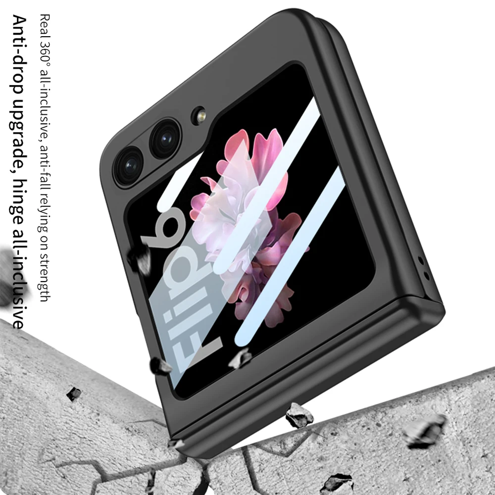 Etui na Samsung Galaxy Z Flip 7 6 5 4 Flip7FE 5G z magnetycznym zapięciem, ochrona zawiasu, szkło na ekran zewnętrzny, matowe, odporne na wstrząsy, twarda obudowa — zdjęcie produktu 5