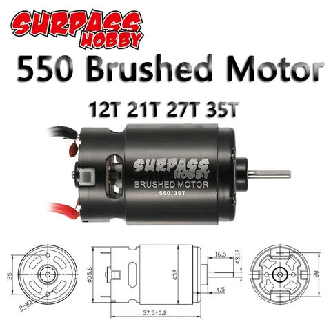 SURPASS HOBBY 브러시 모터 550 12T 21T 27T 35T 1/10 1/12 RC 자동차 HSP HPI Wltoys Kyosho TRAXXAS 크롤러 오프로드 클라이밍 카