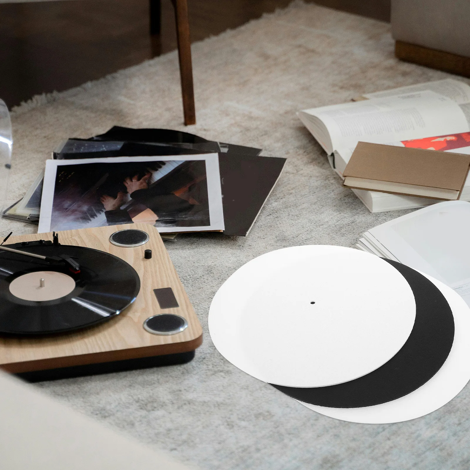 

3 Pcs Vinyl Record Mat Felt Turntable Platter for Records Slipmat Protection Pad Anti-static Player Protective